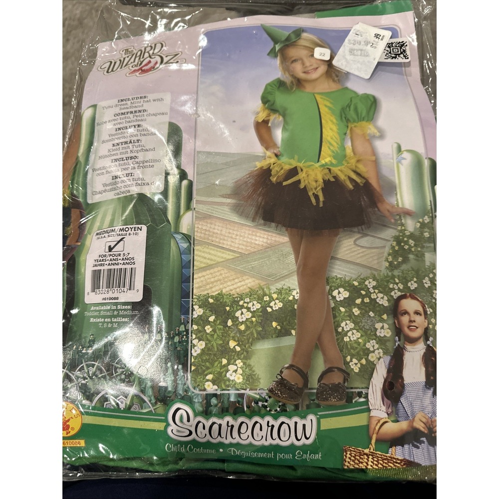 NWT Wizard of Oz Scarecrow Tutu Halloween Medium 8-10‎ Child Costume By Rubies
